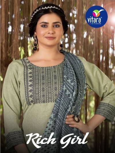 Rich Girl By Vitara Designer Festive Wear Kurti With Pant And Dupatta